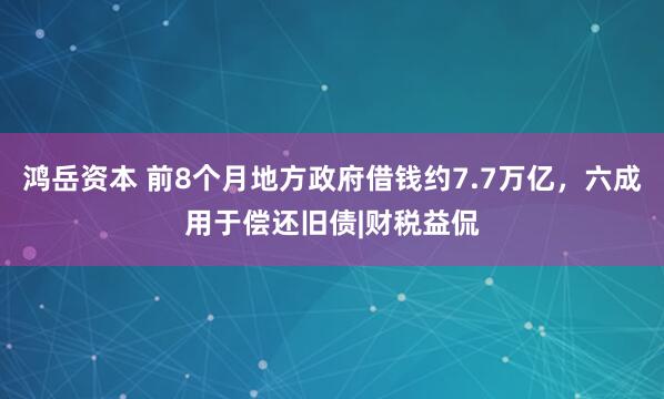 鸿岳资本 前8个月地方政府借钱约7.7万亿，六成用于偿还旧债|财税益侃